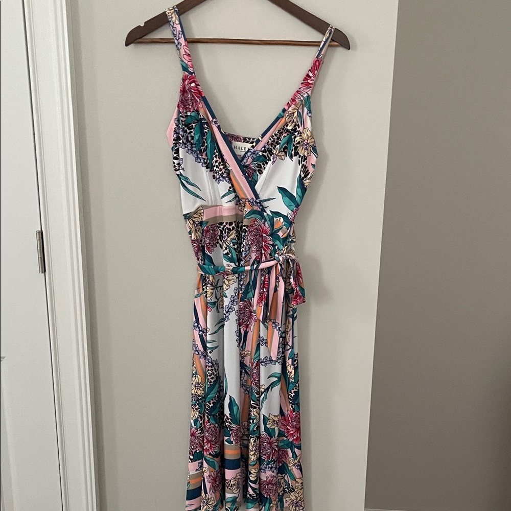 Hale Bob Pink and Black Floral Dress